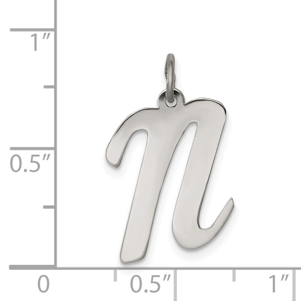 Sterlingsilber Rhodiniert Schreibschrift Buchstabe N Initiale Charm