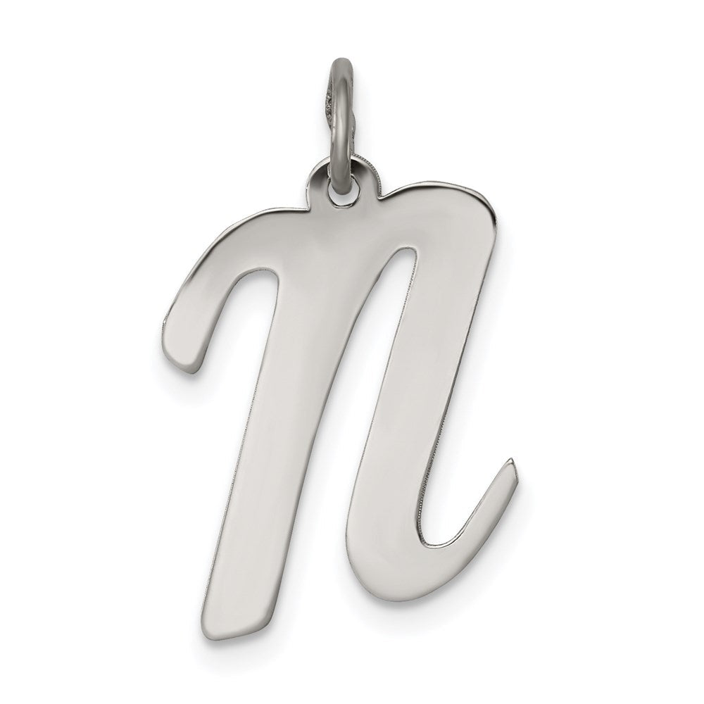 Sterlingsilber Rhodiniert Schreibschrift Buchstabe N Initiale Charm