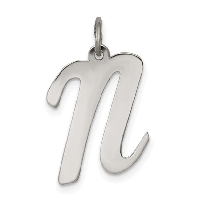 Sterlingsilber Rhodiniert Schreibschrift Buchstabe N Initiale Charm