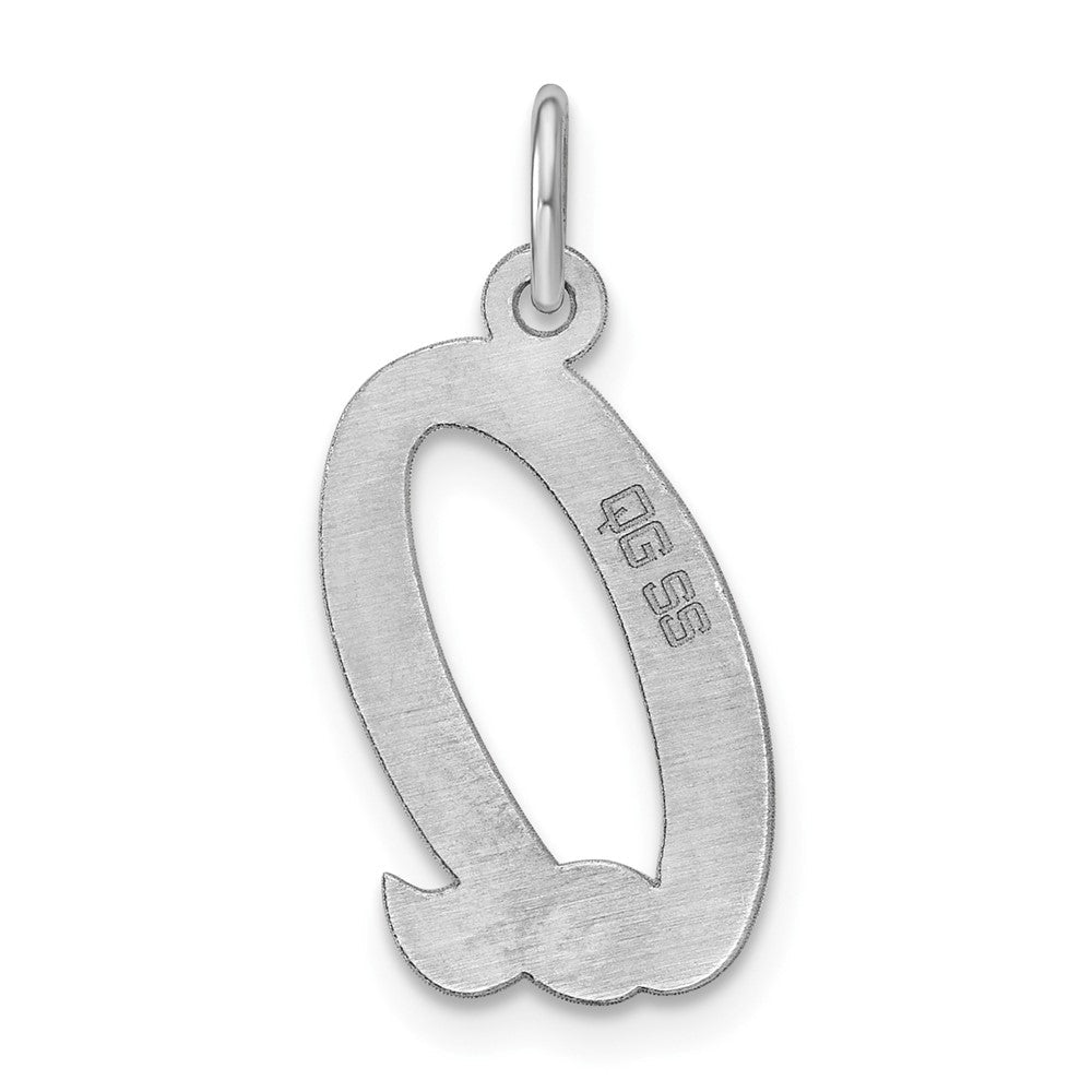 Sterlingsilber Rhodiniert Schreibschrift Buchstabe Q Initiale Charm