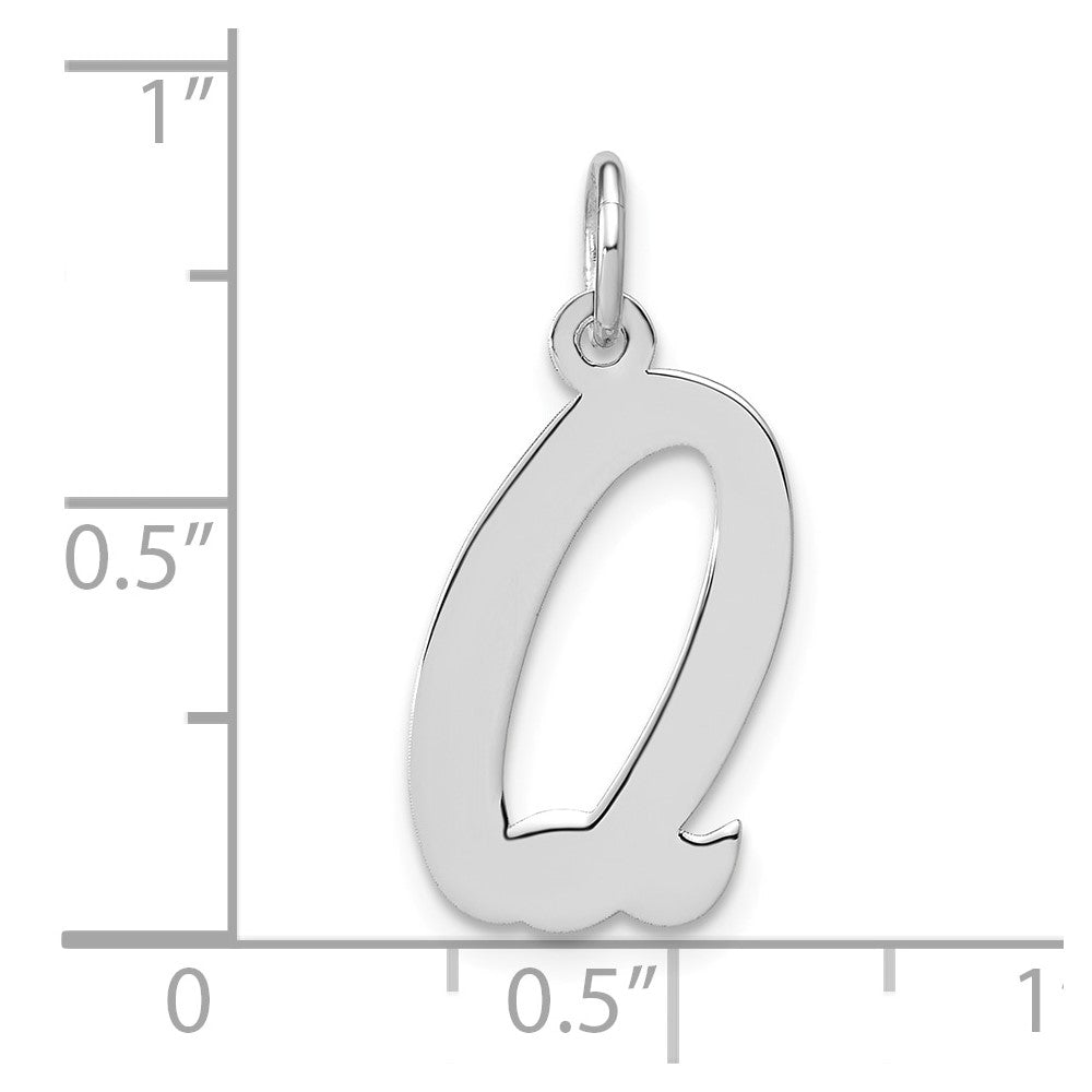 Sterlingsilber Rhodiniert Schreibschrift Buchstabe Q Initiale Charm
