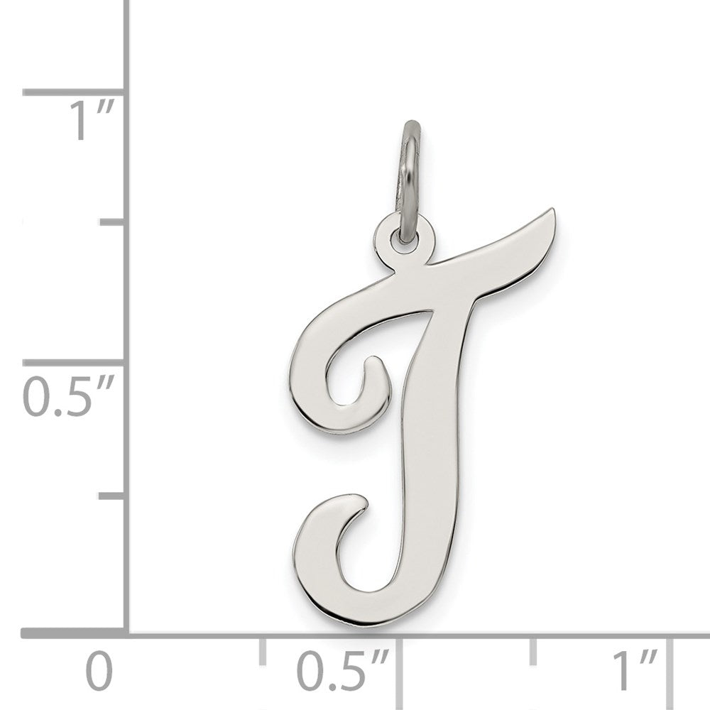 Sterlingsilber Rhodiniert Schreibschrift Buchstabe T Initiale Charm