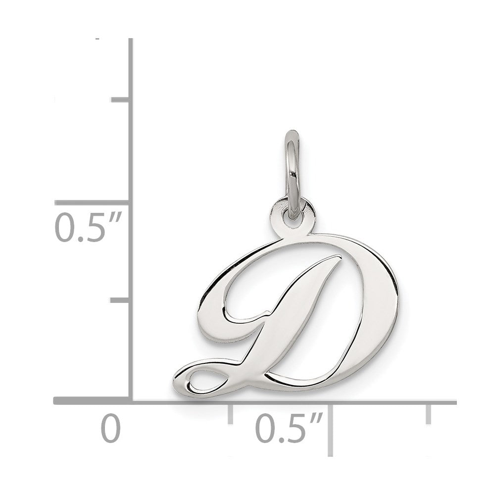 Sterlingsilber Rhodiniert Fantasie Schreibschrift Buchstabe D Initiale Charm