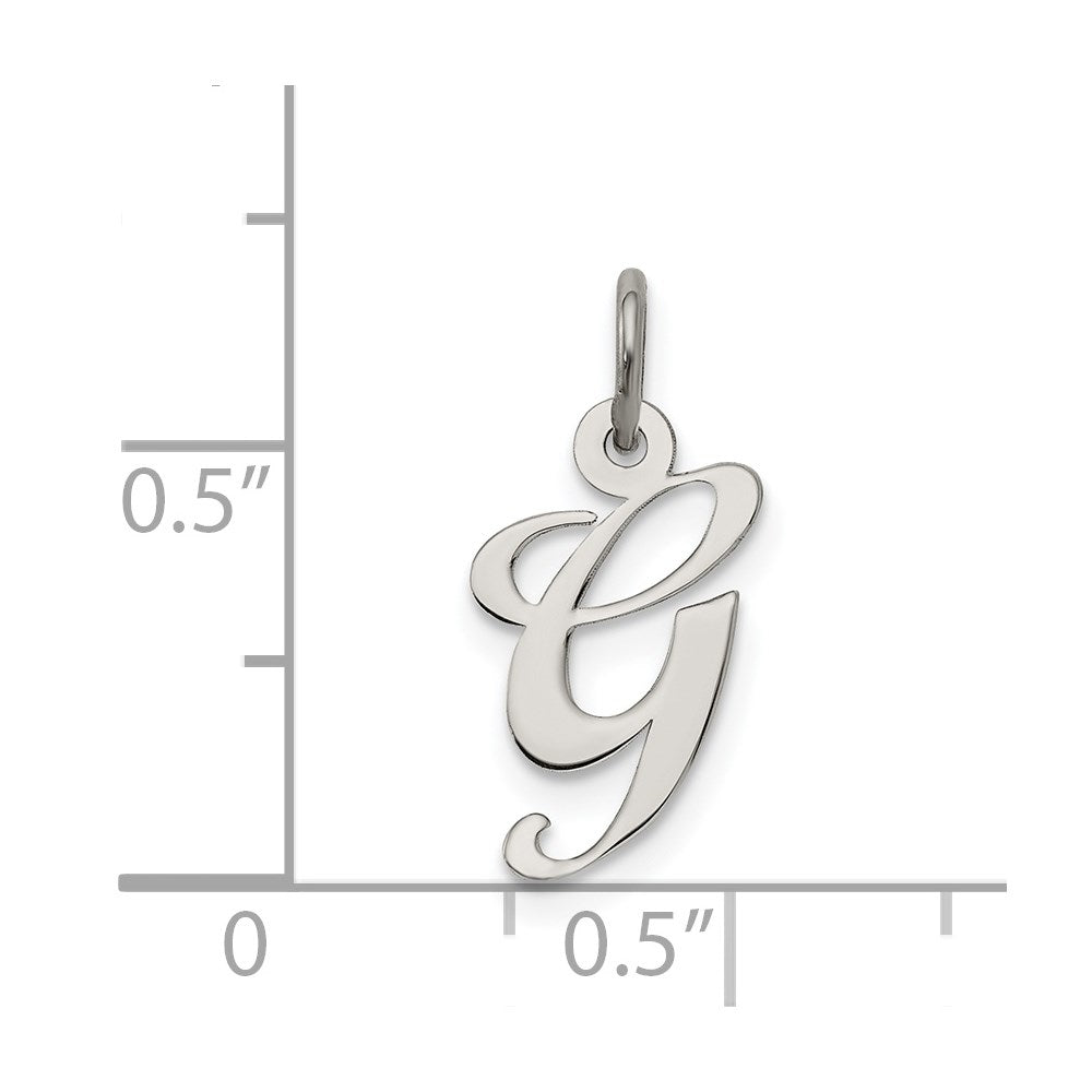 Sterlingsilber Rhodiniert Fantasie Schreibschrift Buchstabe G Initiale Charm