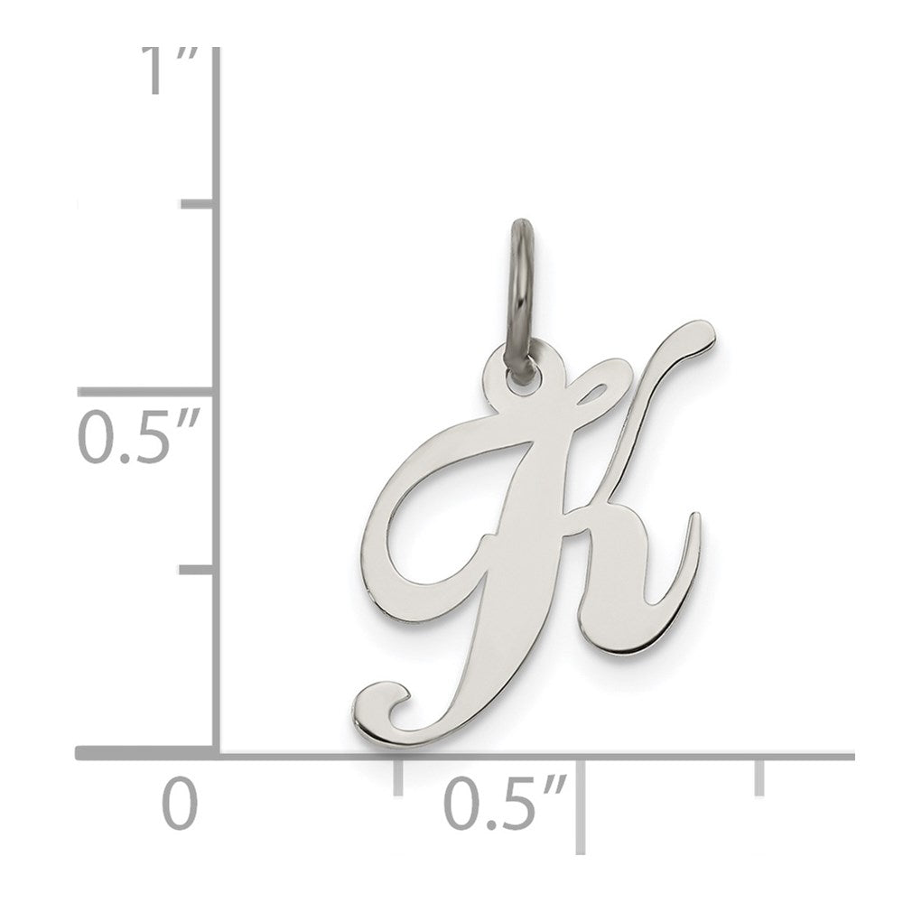Sterlingsilber Rhodiniert Fantasie Schreibschrift Buchstabe K Initiale Charm