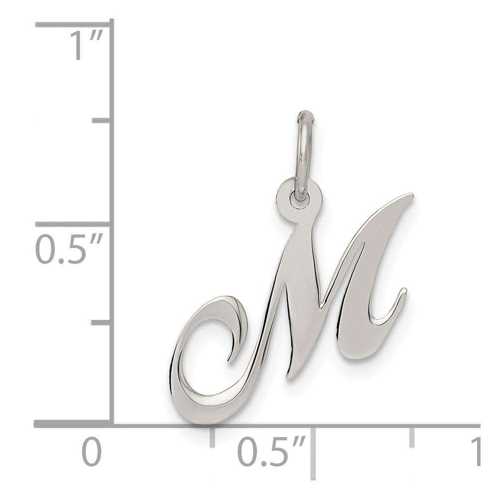 Sterlingsilber Rhodiniert Fantasie Schreibschrift Buchstabe M Initiale Charm