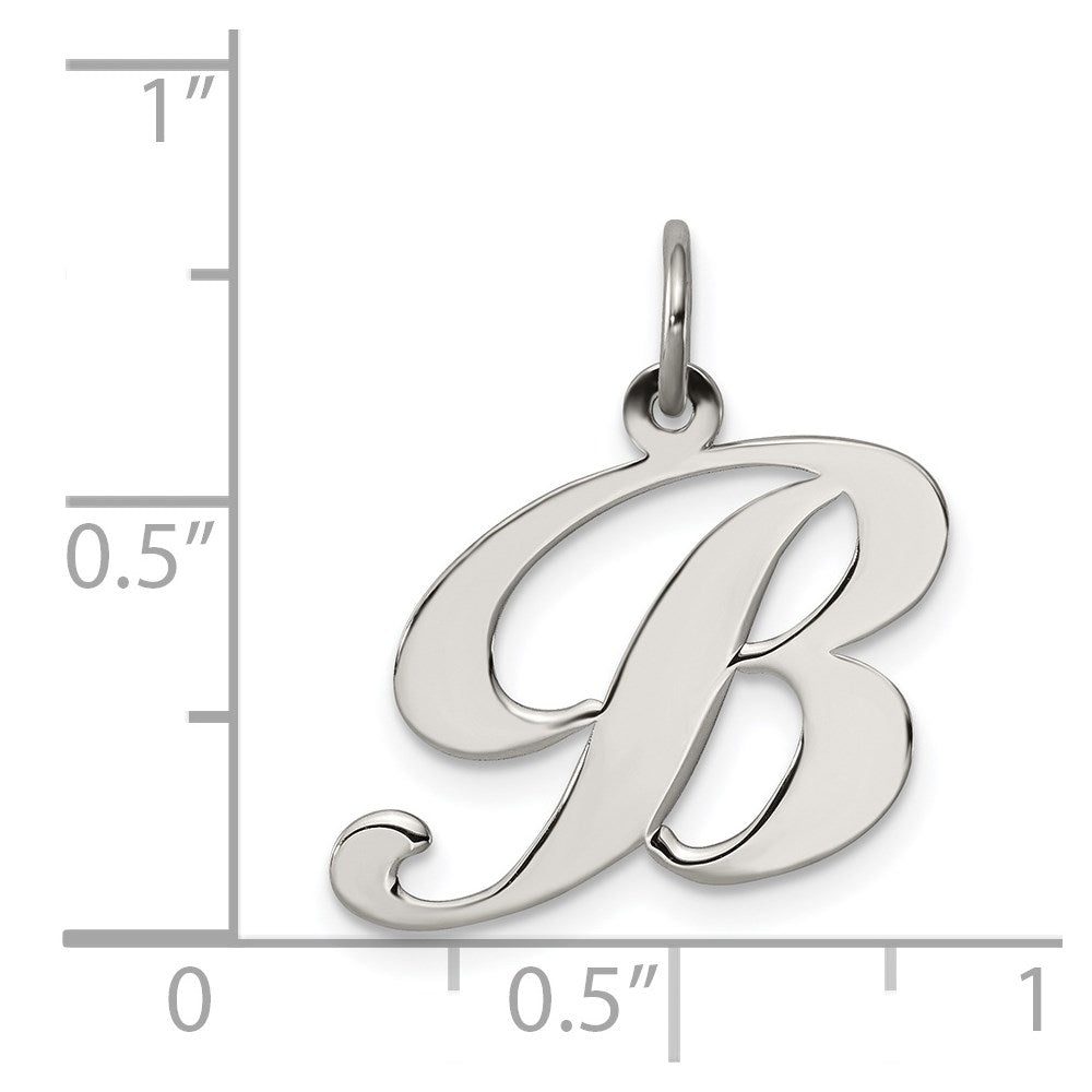 Sterlingsilber Rhodiniert Fantasie Schreibschrift Buchstabe B Initiale Charm
