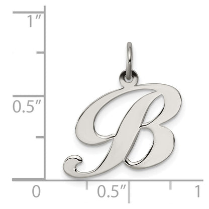 Sterlingsilber Rhodiniert Fantasie Schreibschrift Buchstabe B Initiale Charm