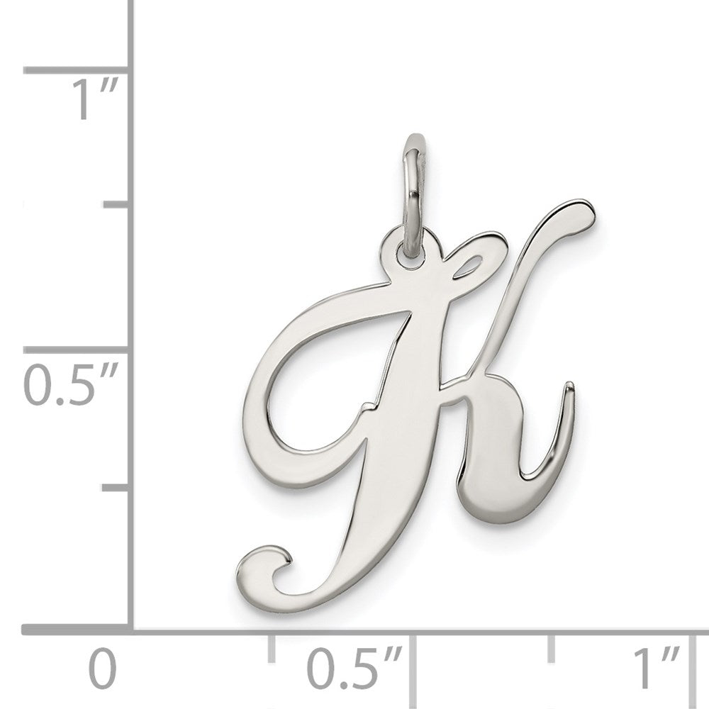 Sterlingsilber Rhodiniert Fantasie Schreibschrift Buchstabe K Initiale Charm