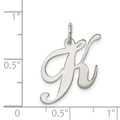 Sterlingsilber Rhodiniert Fantasie Schreibschrift Buchstabe K Initiale Charm