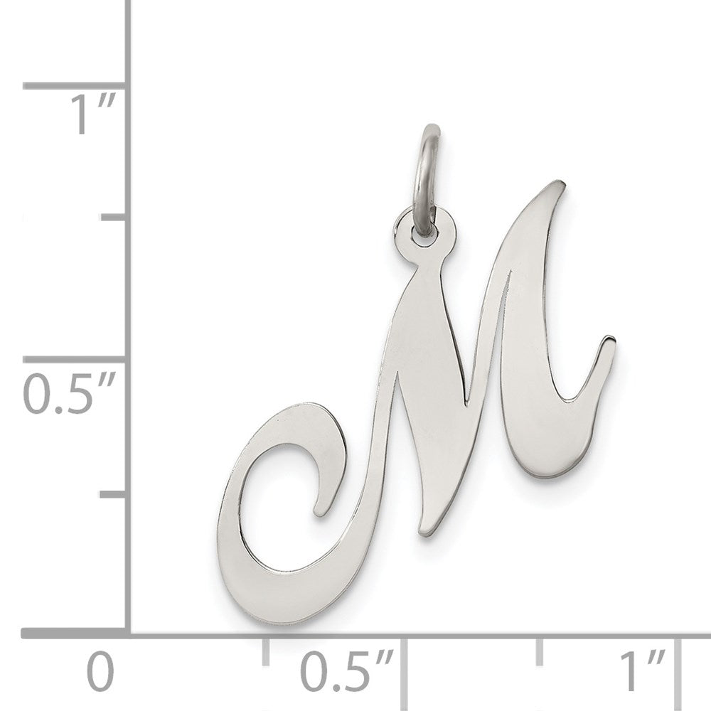Sterlingsilber Rhodiniert Fantasie Schreibschrift Buchstabe M Initiale Charm