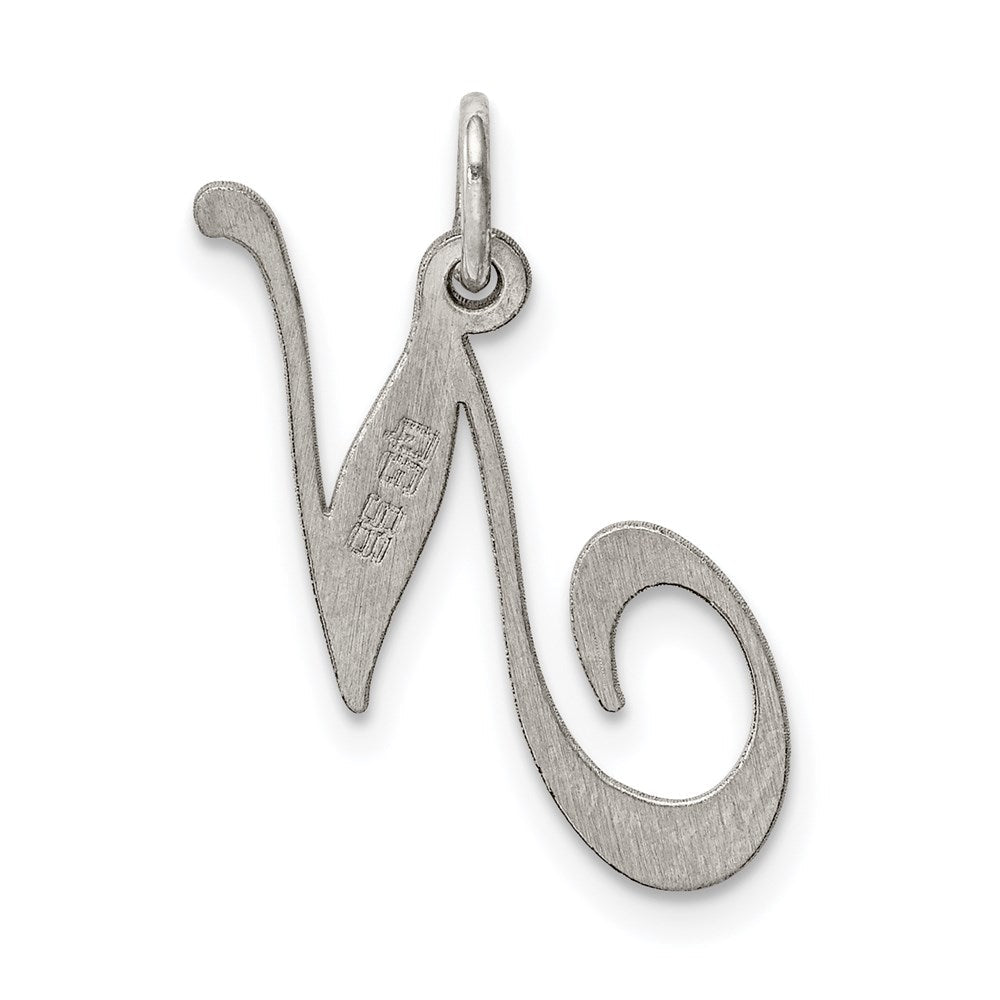 Sterlingsilber Rhodiniert Fantasie Schreibschrift Buchstabe N Initiale Charm