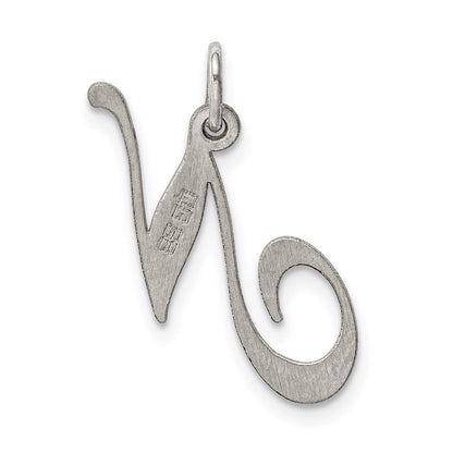 Sterlingsilber Rhodiniert Fantasie Schreibschrift Buchstabe N Initiale Charm