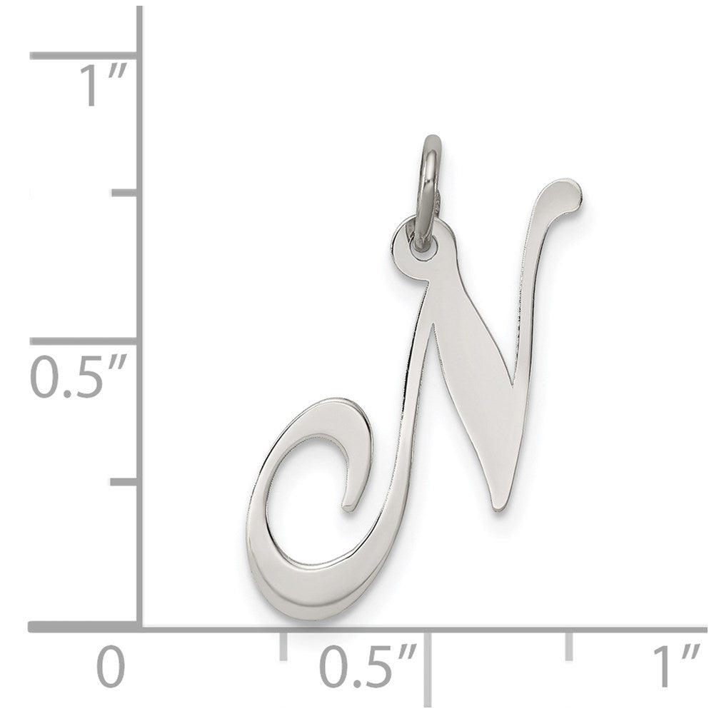 Sterlingsilber Rhodiniert Fantasie Schreibschrift Buchstabe N Initiale Charm