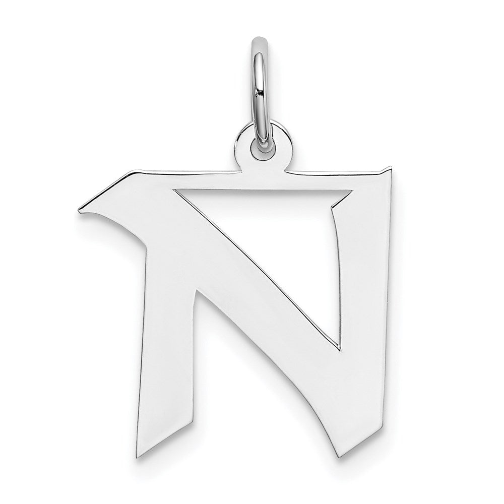 Sterlingsilber Rhodiniert Artisan Block Buchstabe N Initiale Charm