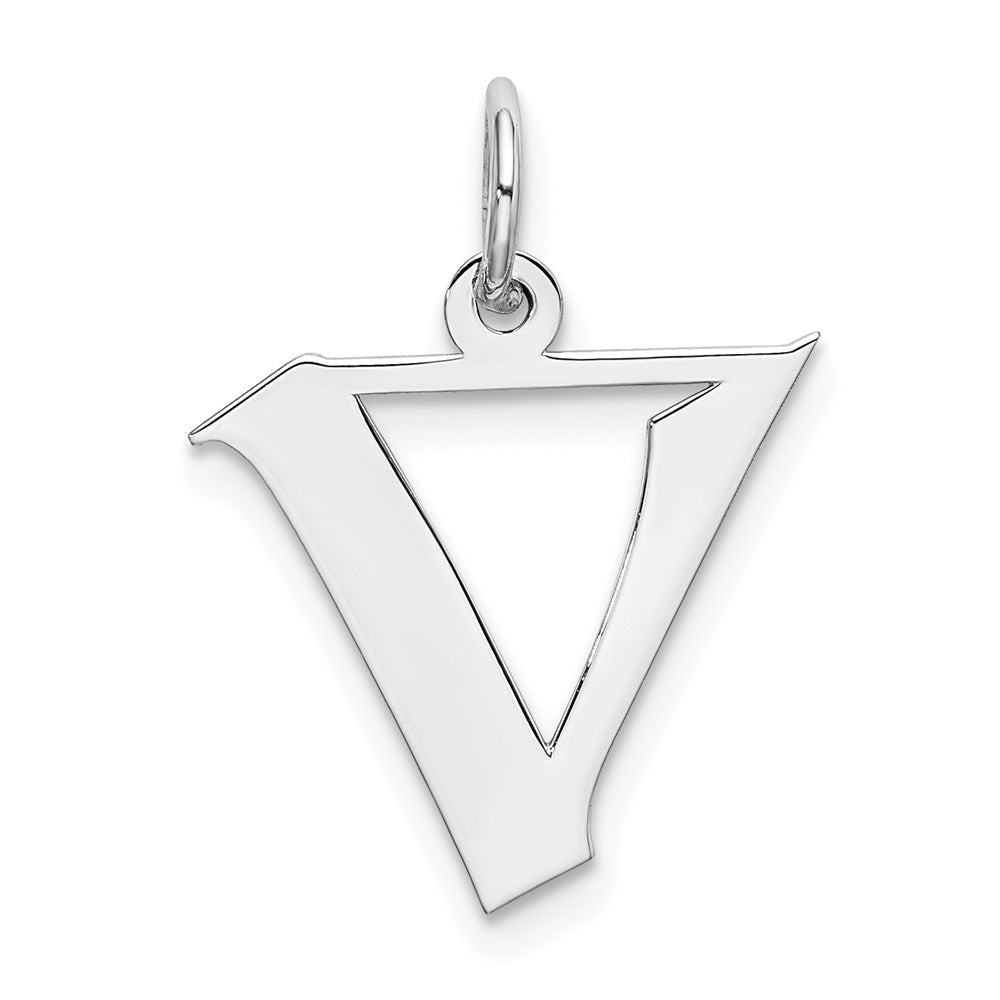Sterlingsilber Rhodiniert Artisan Block Buchstabe V Initiale Charm