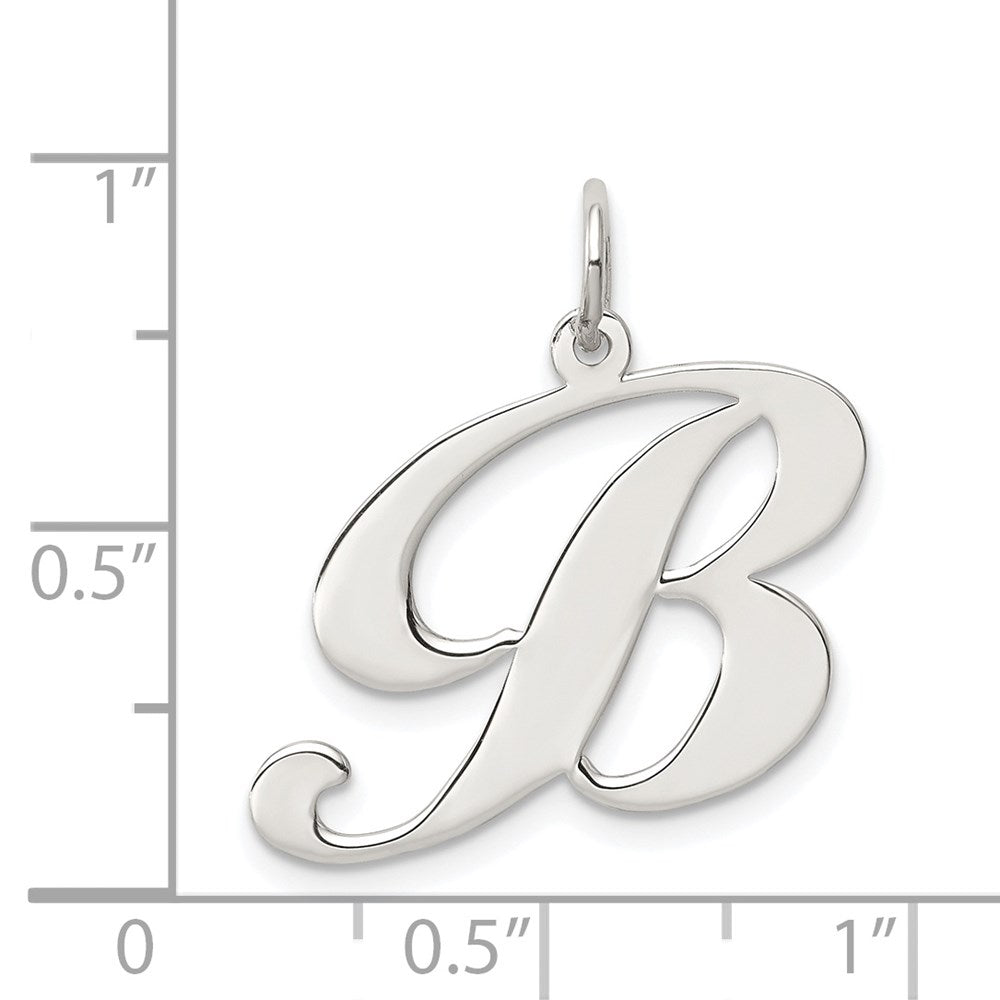 Sterlingsilber Rhodiniert Fantasie Schreibschrift Buchstabe B Initiale Charm