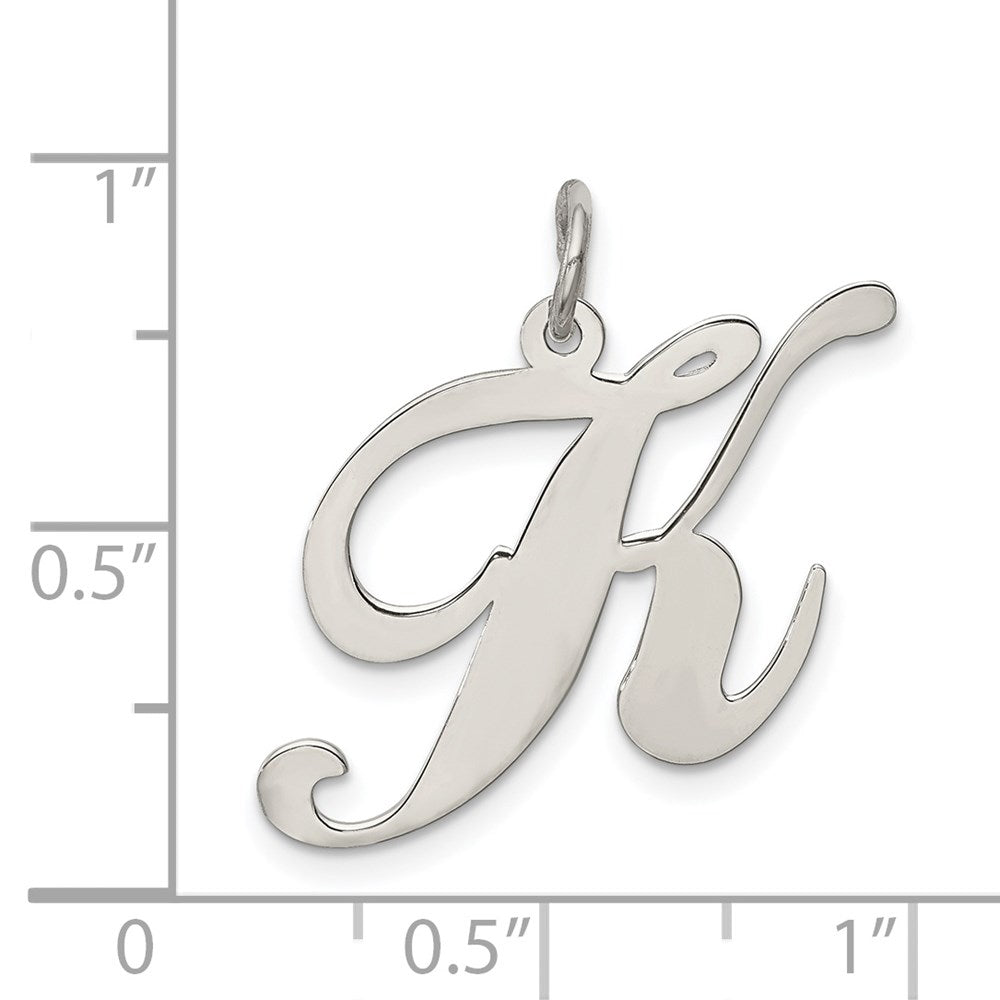 Sterlingsilber Rhodiniert Fantasie Schreibschrift Buchstabe K Initiale Charm