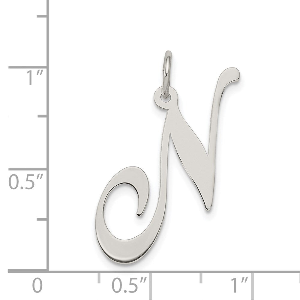 Sterlingsilber Rhodiniert Fantasie Schreibschrift Buchstabe N Initiale Charm