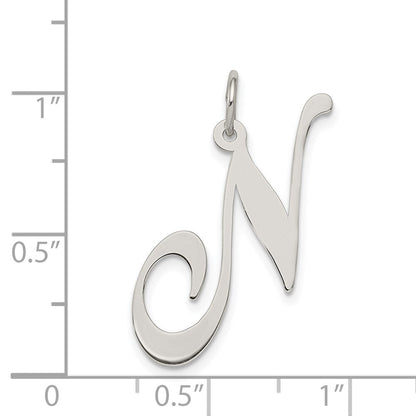 Sterlingsilber Rhodiniert Fantasie Schreibschrift Buchstabe N Initiale Charm