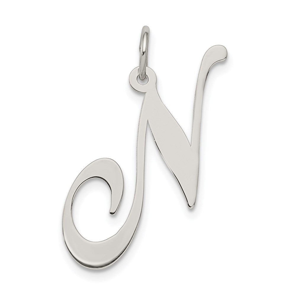 Sterlingsilber Rhodiniert Fantasie Schreibschrift Buchstabe N Initiale Charm