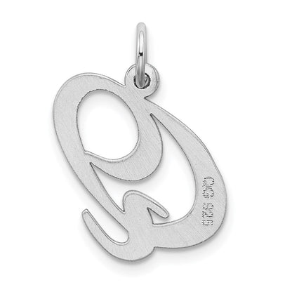 Sterlingsilber Rhodiniert Fantasie Schreibschrift Buchstabe Q Initiale Charm