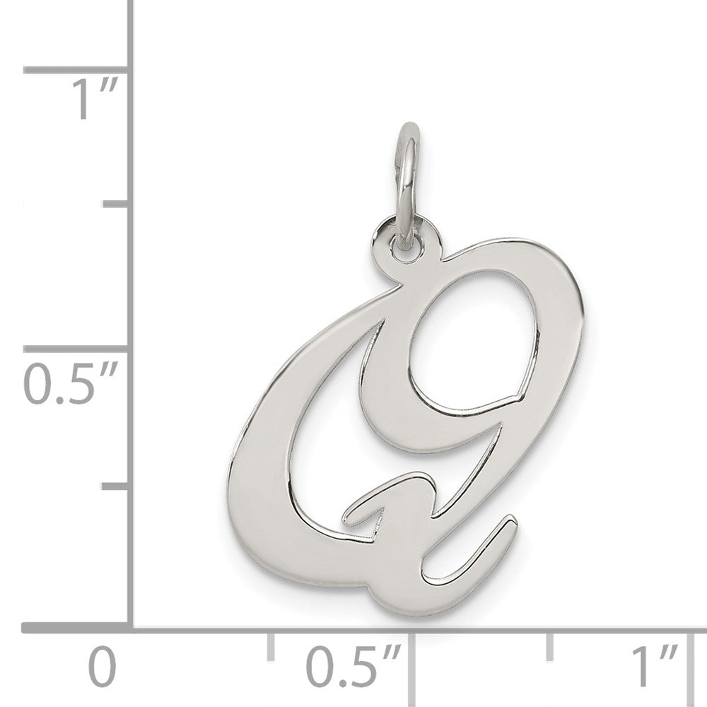 Sterlingsilber Rhodiniert Fantasie Schreibschrift Buchstabe Q Initiale Charm