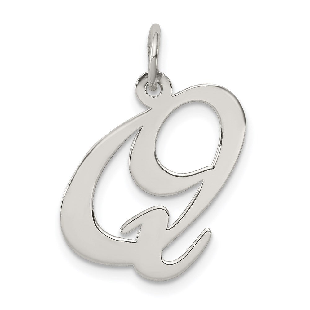 Sterlingsilber Rhodiniert Fantasie Schreibschrift Buchstabe Q Initiale Charm