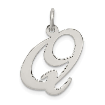 Sterlingsilber Rhodiniert Fantasie Schreibschrift Buchstabe Q Initiale Charm