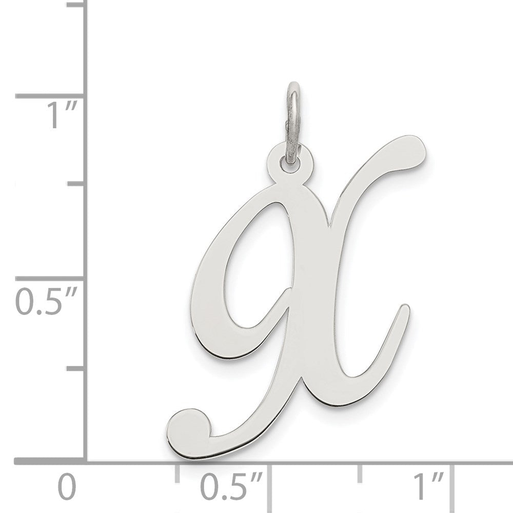 Sterlingsilber Rhodiniert Fantasie Schreibschrift Buchstabe X Initiale Charm