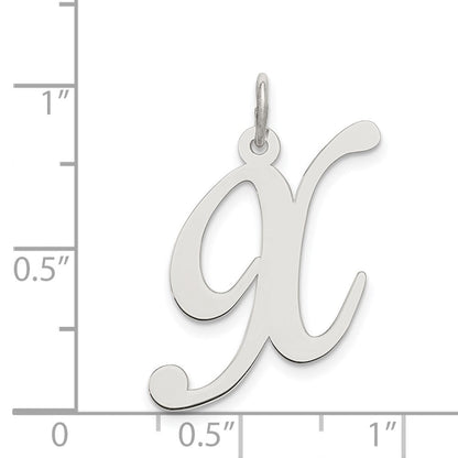 Sterlingsilber Rhodiniert Fantasie Schreibschrift Buchstabe X Initiale Charm
