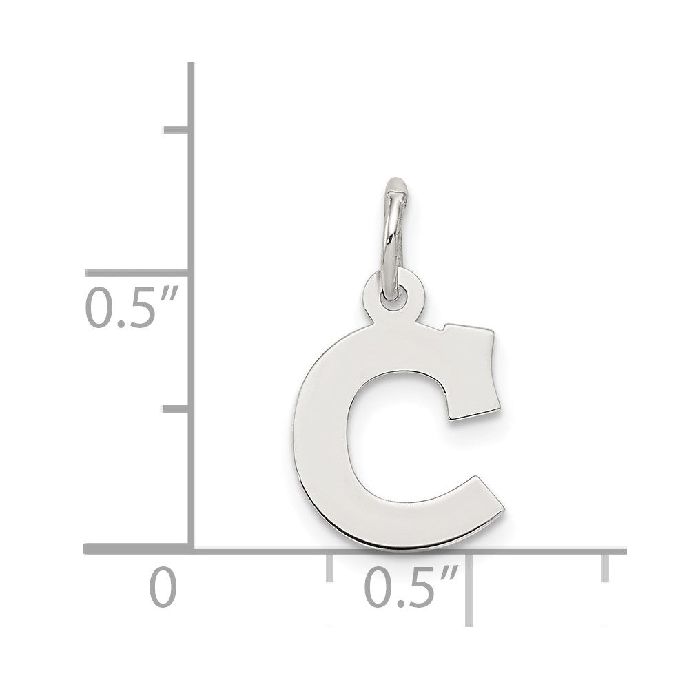 Sterlingsilber Rhodiniert Block Buchstabe C Initiale Charm