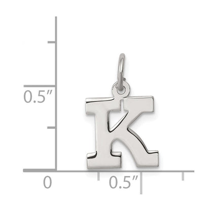 Sterlingsilber Rhodiniert Block Buchstabe K Initiale Charm