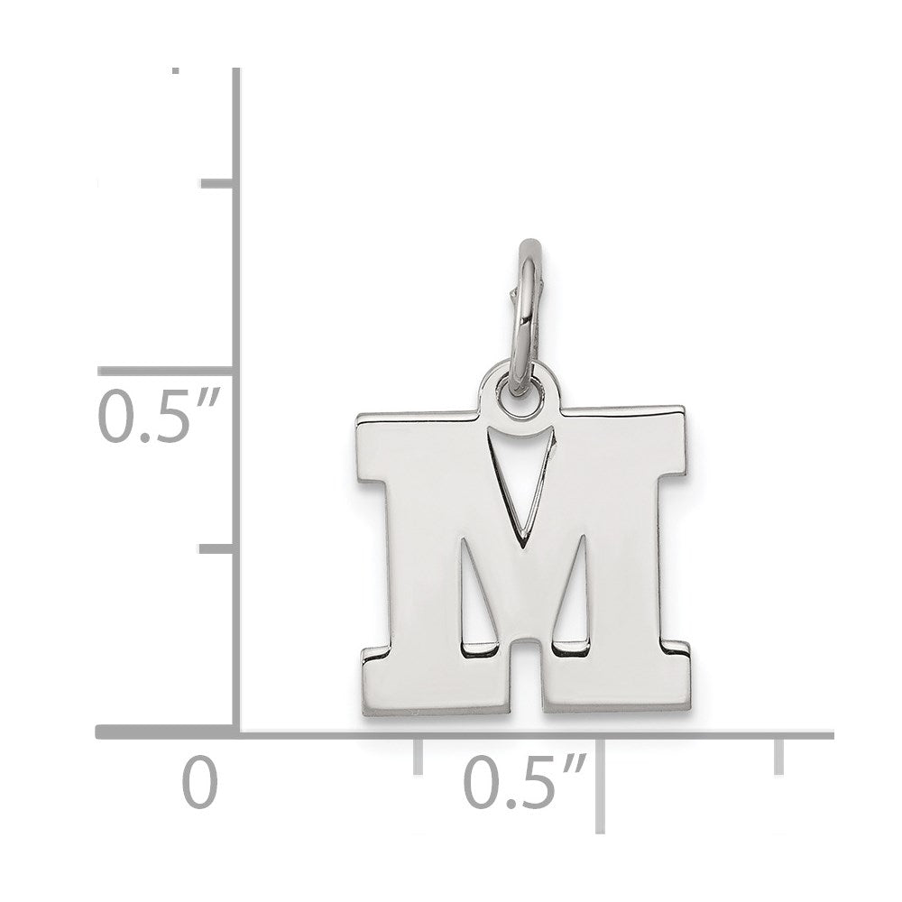 Sterlingsilber Rhodiniert Block Buchstabe M Initiale Charm
