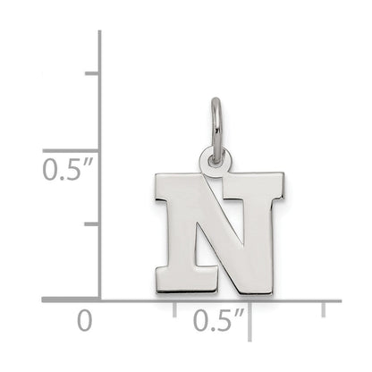 Sterlingsilber Rhodiniert Block Buchstabe N Initiale Charm