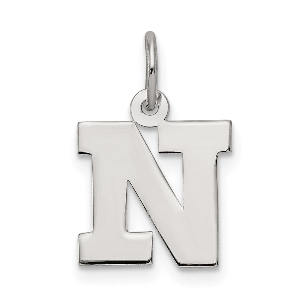 Sterlingsilber Rhodiniert Block Buchstabe N Initiale Charm