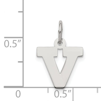 Sterlingsilber Rhodiniert Block Buchstabe V Initiale Charm