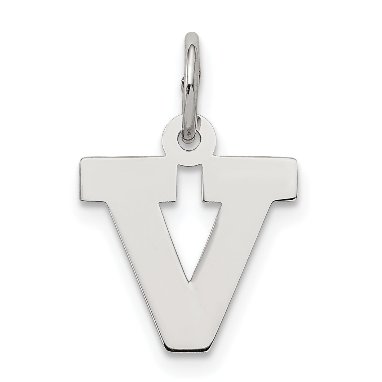 Sterlingsilber Rhodiniert Block Buchstabe V Initiale Charm