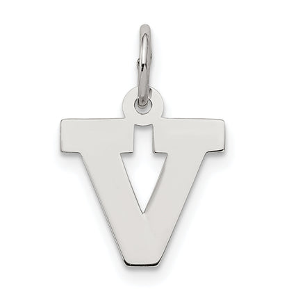 Sterlingsilber Rhodiniert Block Buchstabe V Initiale Charm