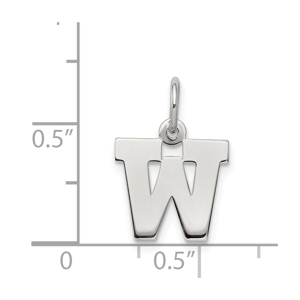 Sterlingsilber Rhodiniert Block Buchstabe W Initiale Charm