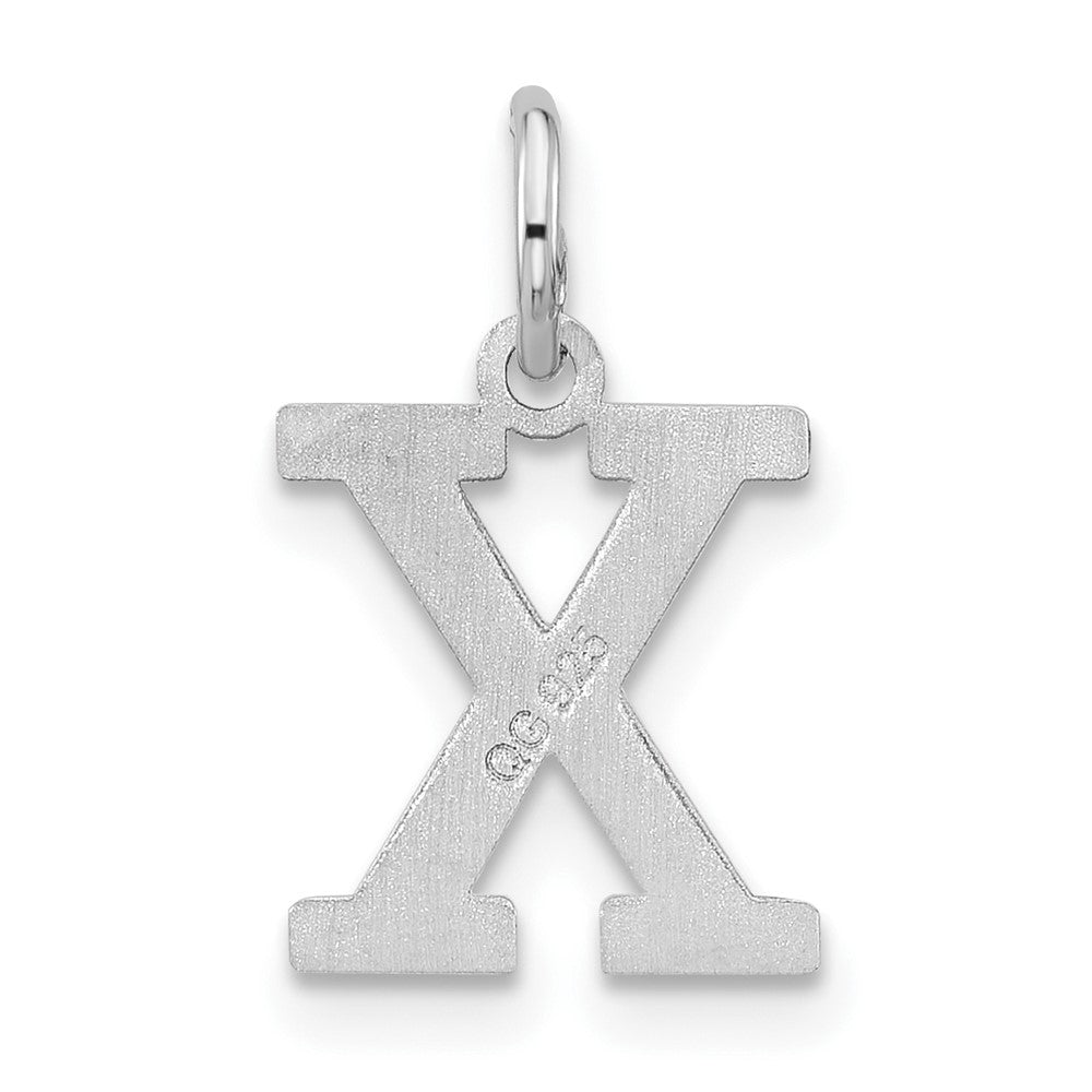Sterlingsilber Rhodiniert Block Buchstabe X Initiale Charm