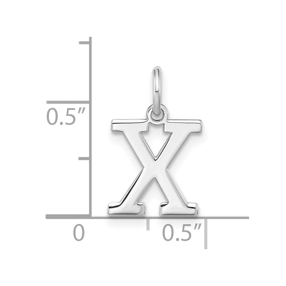 Sterlingsilber Rhodiniert Block Buchstabe X Initiale Charm