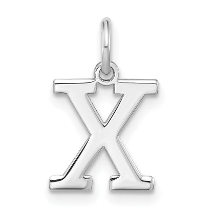 Sterlingsilber Rhodiniert Block Buchstabe X Initiale Charm