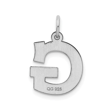 Sterlingsilber Rhodiniert Block Buchstabe G Initiale Charm