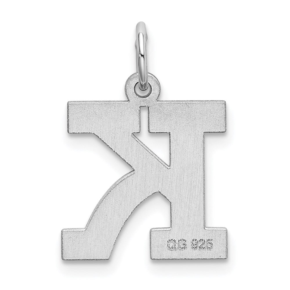 Sterlingsilber Rhodiniert Block Buchstabe K Initiale Charm
