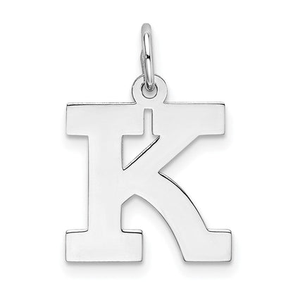 Sterlingsilber Rhodiniert Block Buchstabe K Initiale Charm