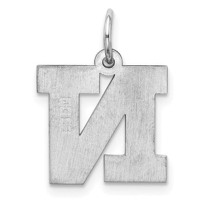 Sterlingsilber Rhodiniert Block Buchstabe N Initiale Charm