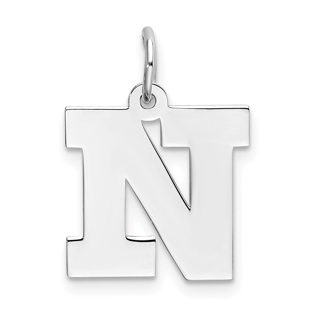 Sterlingsilber Rhodiniert Block Buchstabe N Initiale Charm