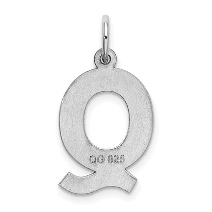 Sterlingsilber Rhodiniert Block Buchstabe Q Initiale Charm