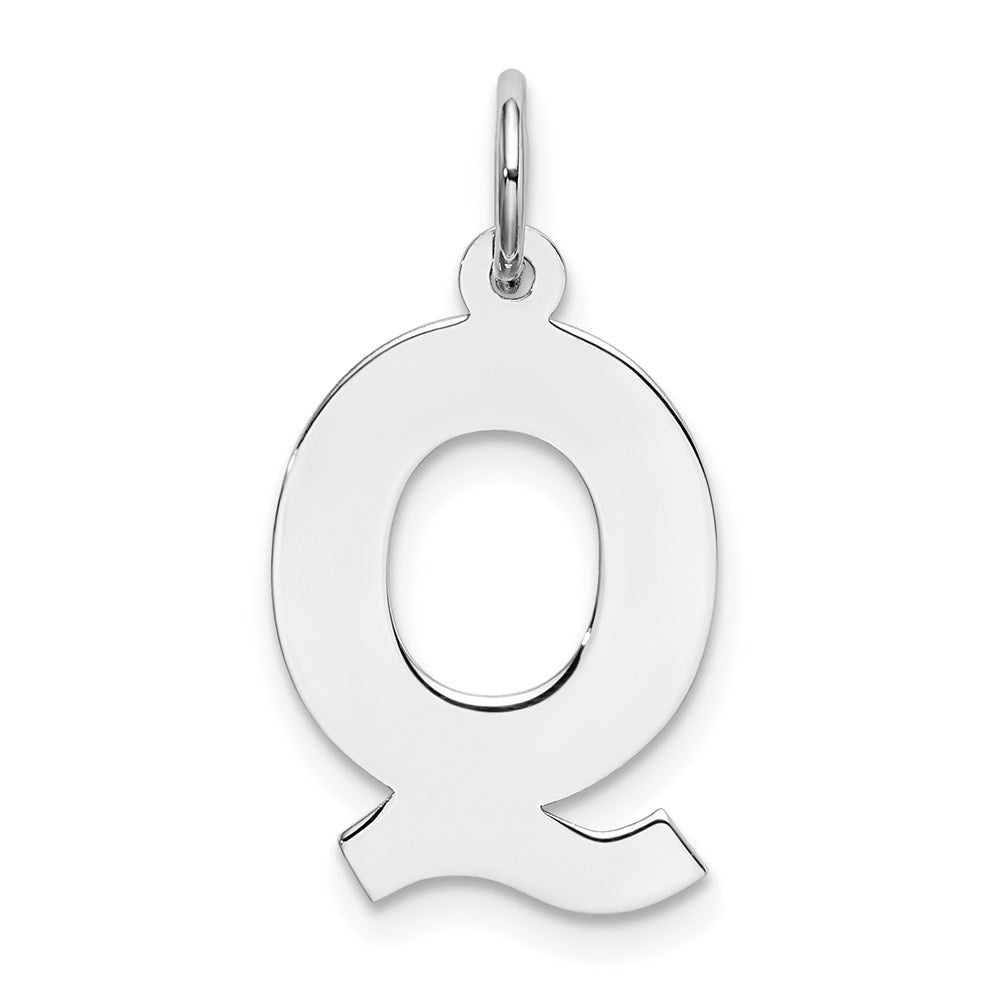 Sterlingsilber Rhodiniert Block Buchstabe Q Initiale Charm